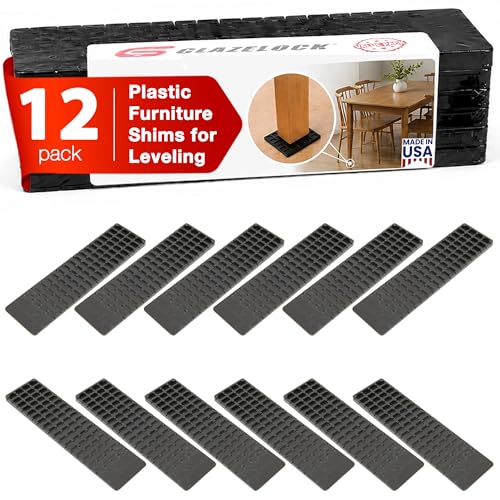 Quick-Snap Furniture Shims for Leveling (12 Pack) 5-1/2-Inch Length Anti-Wobble Furniture Wedge Levelers Protect Floors and Stablize Uneven Table Legs Couch Feet Chairs Multi-Use - Made in USA