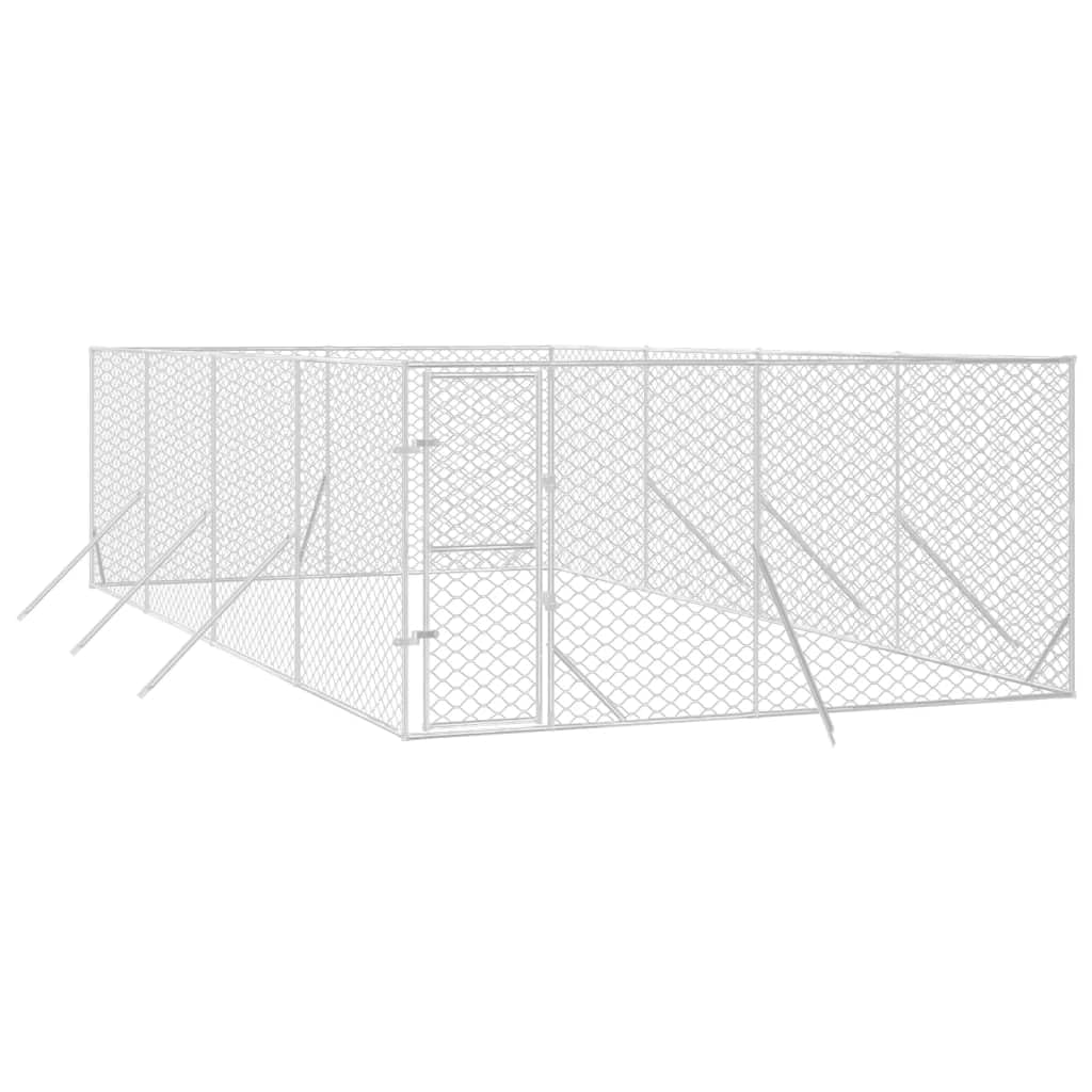 Chenil d'extérieur pour Chien, Enclos Niche Cage pour Chien Métal Chenil d'extérieur pour Chiens argenté 4x8x2 m Acier galvanisé