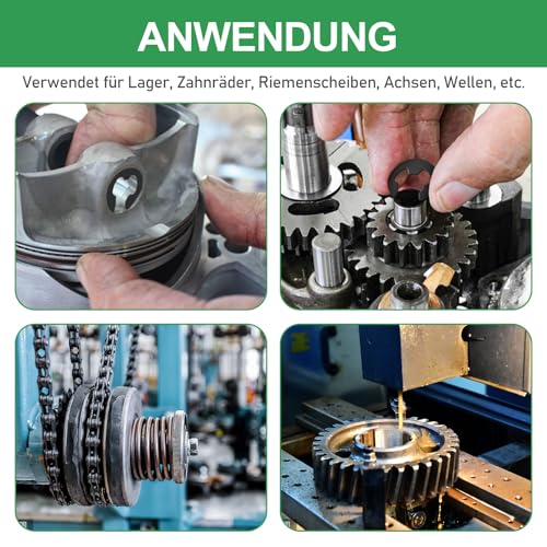 Foliv 500tlg Sprengring Sortiment Sicherungsring Set 13 Größe Kohlenstoffstahl E-Clip Externe Haltering Externes C-Clips Geteilte Schnallen Unterlegscheiben, M1.5-M22 mit Kunststoffbox