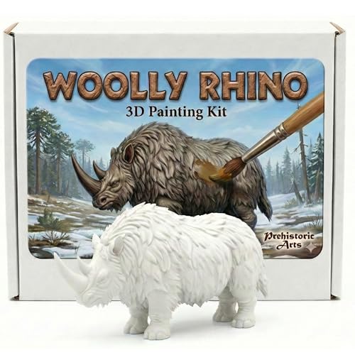 Image of Unscroo DIY 3D Model Painting Kits - Dinosaurs, Ice Age Animals & Unicorns - 3D Printed Art & Craft Hobby Gift for Kids, Teens & Adults - Return Gift Sets (Wolly Rhino Single)