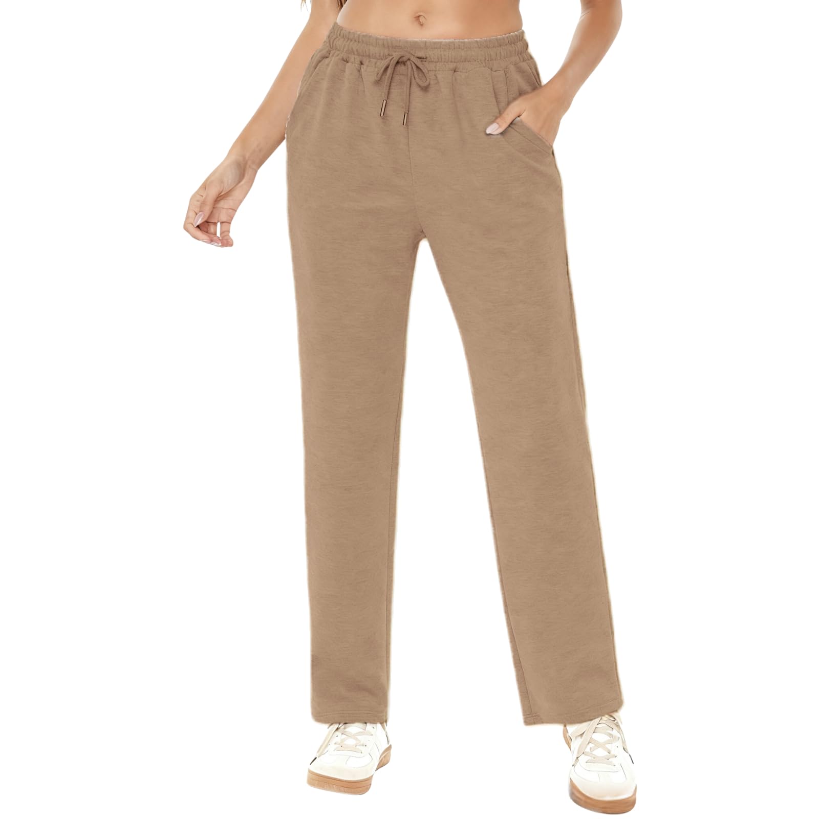 Joggers for Women UK Tracksuit Bottoms Elasticated Waist Ladies Jogging Bottoms Wide Leg Cargo Sweatpants with Pockets Fleece Lined Sweatpants Casual Winter Pants Baggy Gym Sports Running Trousers