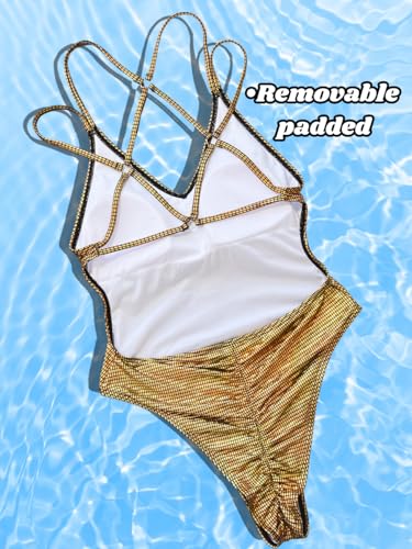 Image of ShawGobow Sexy Swimsuit for Women,Backless Scrunch Butt High Cut Monokini,One Piece Cheeky Bathing Suit Beach Pool Party