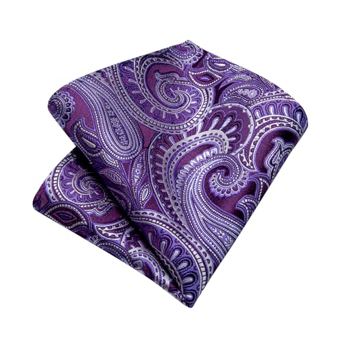 Image of DiBanGu Extra Long Tie for Men 63 inch XL Silk Necktie Set | Pocket Square and Cufflinks, Big and Tall, Jacquard Woven, Gift Box, Paisley /Plaid /Solid /Striped, for Weddinng Party Business
