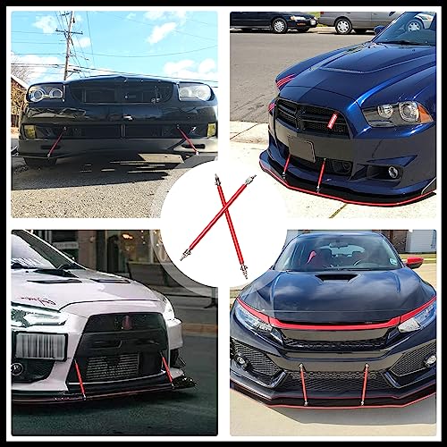 DREAMOTOR Universal Car Front Bumper Lip + 2PCS 8"-11" Adjustable Splitter Rods front lip Spoiler Splitter Body Kit Compatible with Dodge Charger Nissan Cruze Honda Civic Toyota Altima Chevy - Image 4