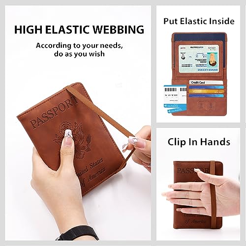Image of Melsbrinna Rfid Passport Holder for Travel women /Men, Cute Passport Wallet Rfid Blocking Card Slots, Rfid Passport Cover /CaseTravel Wallet, Passport Book Holder (1, Brown1)