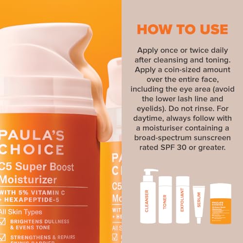 Paula's Choice C5 SUPER BOOST Moisturiser - Face Night Cream - Reduces Wrinkles & Brown Spots - Brightens Dull Skin Tone & - Leaves Skin Hydrated - with Vitamin C - All Skin Types - 50 ml - Image 5