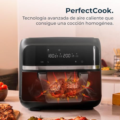 Cecotec Friteuse à Air sans Huile - 9L Séparable en 2 - Air Fryer Cecofry Dual 9000, 2850W, Diététique et Digitale, Panneau Tactile, Température Double et Réglable, 6 Modes, Technologie PerfectCook - 7