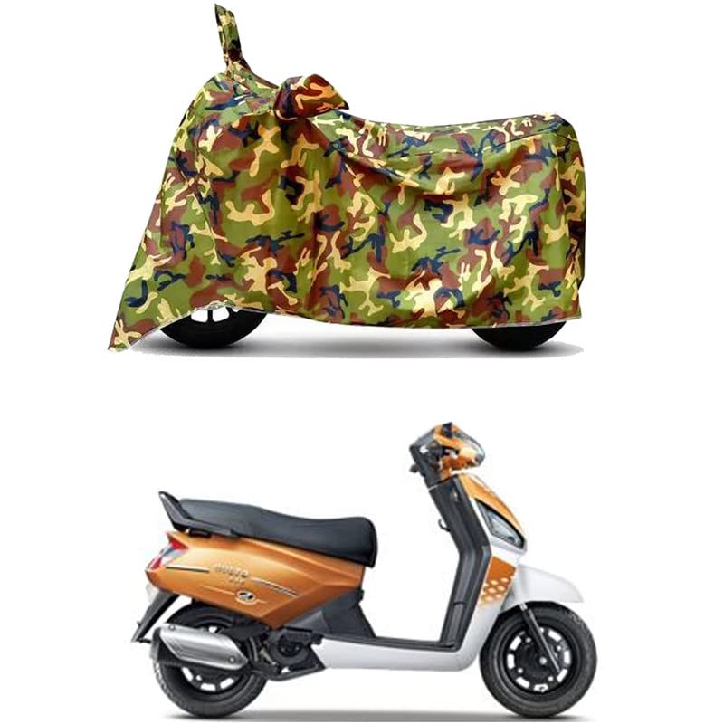 Image of Waterproof 100% PVC Coated Bike Scooty Two Wheeler Body Cover Compatible for Mahindra Gusto VX CBS /UV-Rays /Heat Protection /Birds Dropping /Scratchproof /Dust Proof [6X6 Jungle Print]