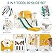 Toddler Slide 8 in 1 Toddler Playset for Toddlers Age 1-3, Baby Playset for Indoor Outdoor Playground with Climber, Crawling Tunnel, Basketball Hoop, Telescope, Toy Storage