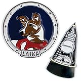 The Unemployed Philosophers Guild Laika and Sputnik Enamel Pin Set - 2 Unique Colored Metal Lapel Pins