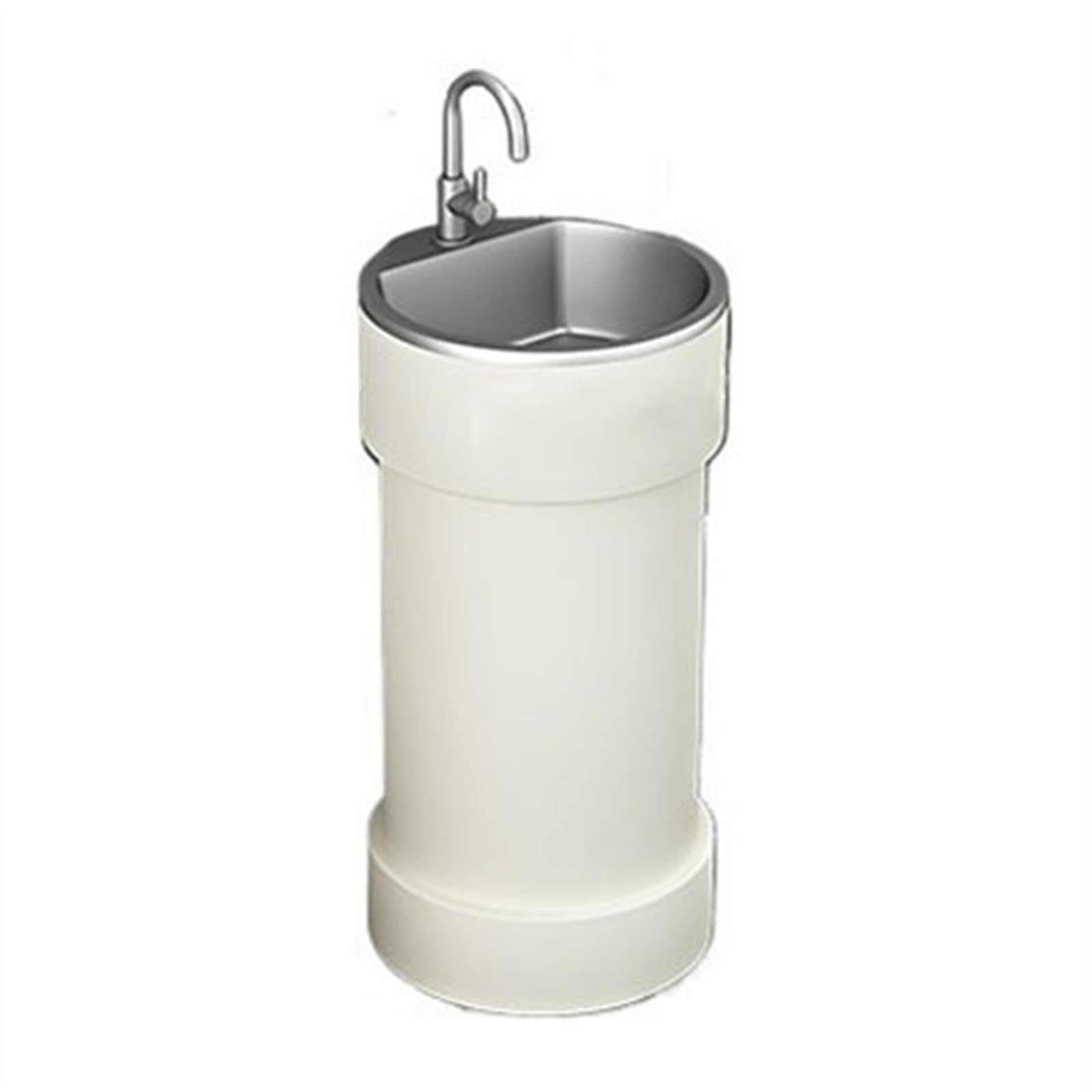 Zhaoj24-05 White Pedestal Sink Round Base Bathroom Sink, Creative Colorful Commercial Pedestal Basin With Stainless Steel, Metal Painted Freestanding Vanity(White)