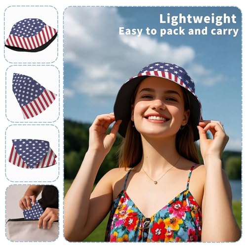 Image of Cool Bucket Hat Beach Sun Hat Beach Fishing Hat for Men Women Teens, Reversible Double-Side-Wear