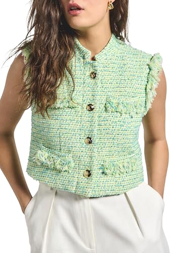 Derek Lam 10 Crosby Women's Loa Tweed Sleeveless Jacket