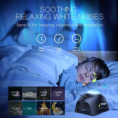northern galaxy light aurora projector with 33 light effects led star projector for bedroom nebula lamp remote control white noises bluetooth speaker for parties
