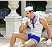 BlueSpace Men's Sailor Costume Sexy Cosplay Uniform Set Outfit Tie Role Play Costumes Lingerie for Halloween Party, Large