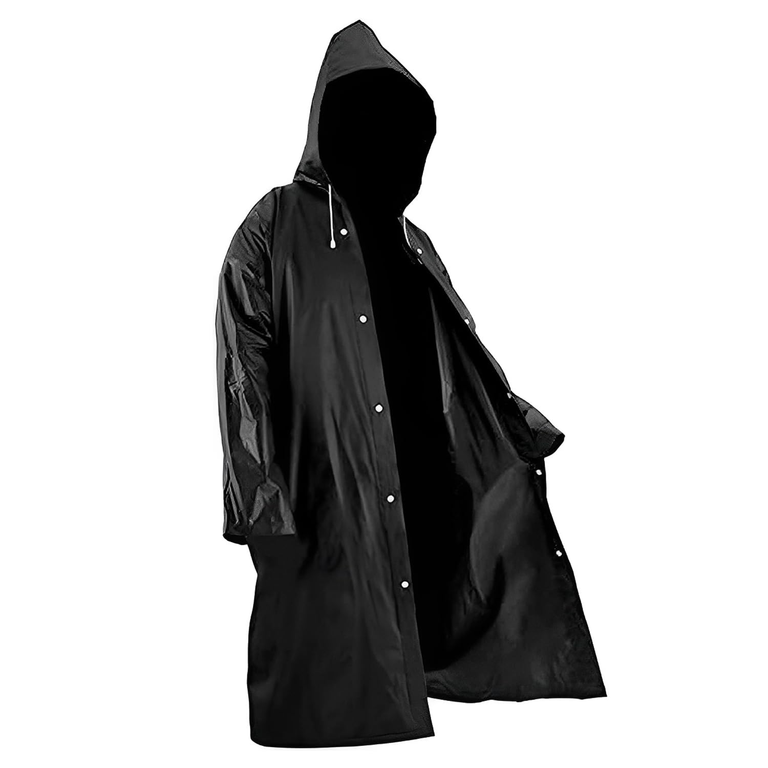 FNKISHBlack Rain Poncho Waterproof & Lightweight Rain Coat Long Poncho Women Men Outdoor Jackets with Hood Raincoat Eva Cloth Best for Hiking, Camping, Cycling