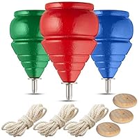 Authentic Spinning Tops Classic Wooden Trompos [Set of 3
