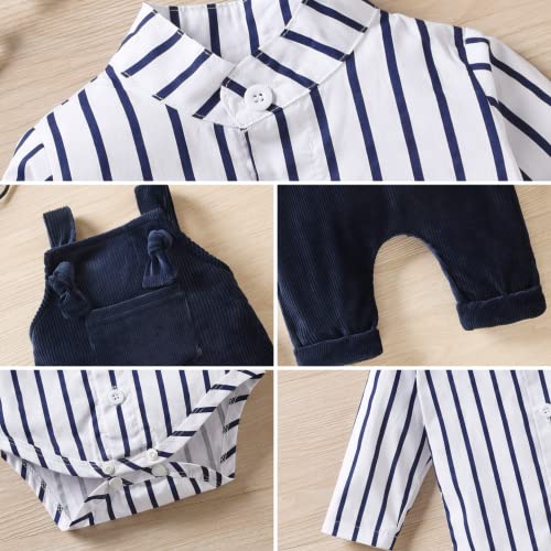 Image of Unutiylo Baby Boys Clothes for Gentleman Outfits,Toddler Overalls Baby Suspender Pants and Bodysuit Romper