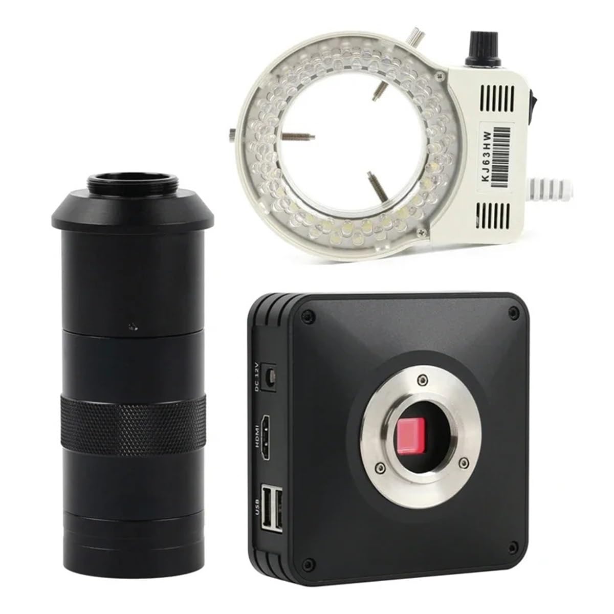 Microscope Full HD 1080P Sensor IMX185 HDMI Industrial Lab Electronic Digital Microscope UI C-Mount Camera USB Disk Storage(100x Lens with Light)