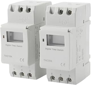 DIN Rail THC30A THC15A Weekly Programmable Digital Electric Timer Switch Time Relay Controller Programmer Module 12V 24V 220V(30A,24V AC DC)