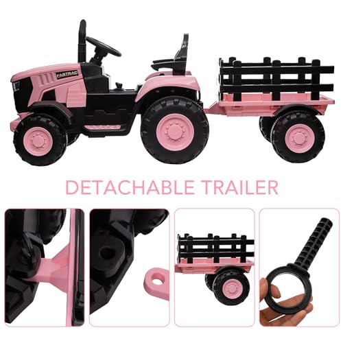 Garveelife QMP67VEOLYNR8A643CNBDG3HPX84 Kids Ride On Tractor With Trailer & Remote Control thumb #2