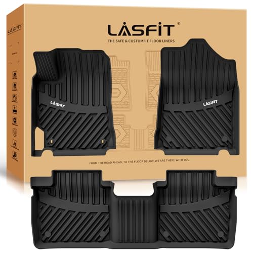 Image of LASFIT Floor Mats for Toyota Camry 2017 2016 2015 LE /SE /XLE /XSE /Hybrid, Custom Fit TPE All Weather Floor Liners for Camry 2015-2017 1st & 2nd Row Car Mats, Black