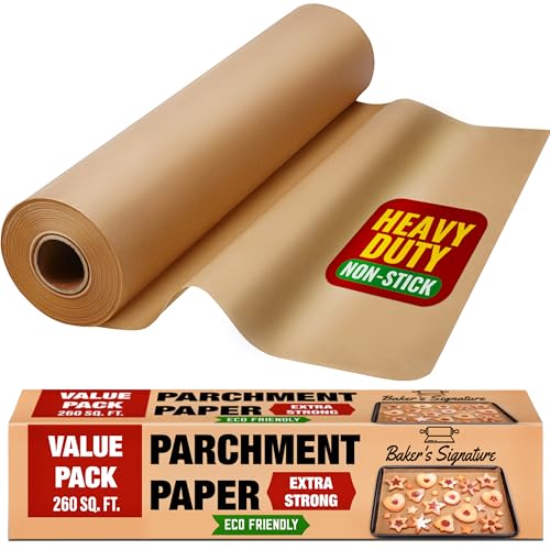 Baking Paper, Parchment Paper for Baking – 38cm x 64m Greaseproof Paper Roll with Cutter, Non-Stick Unbleached Paper for Baking, Cooking, Grilling, Steaming and Air Fryer by Baker’s Signature