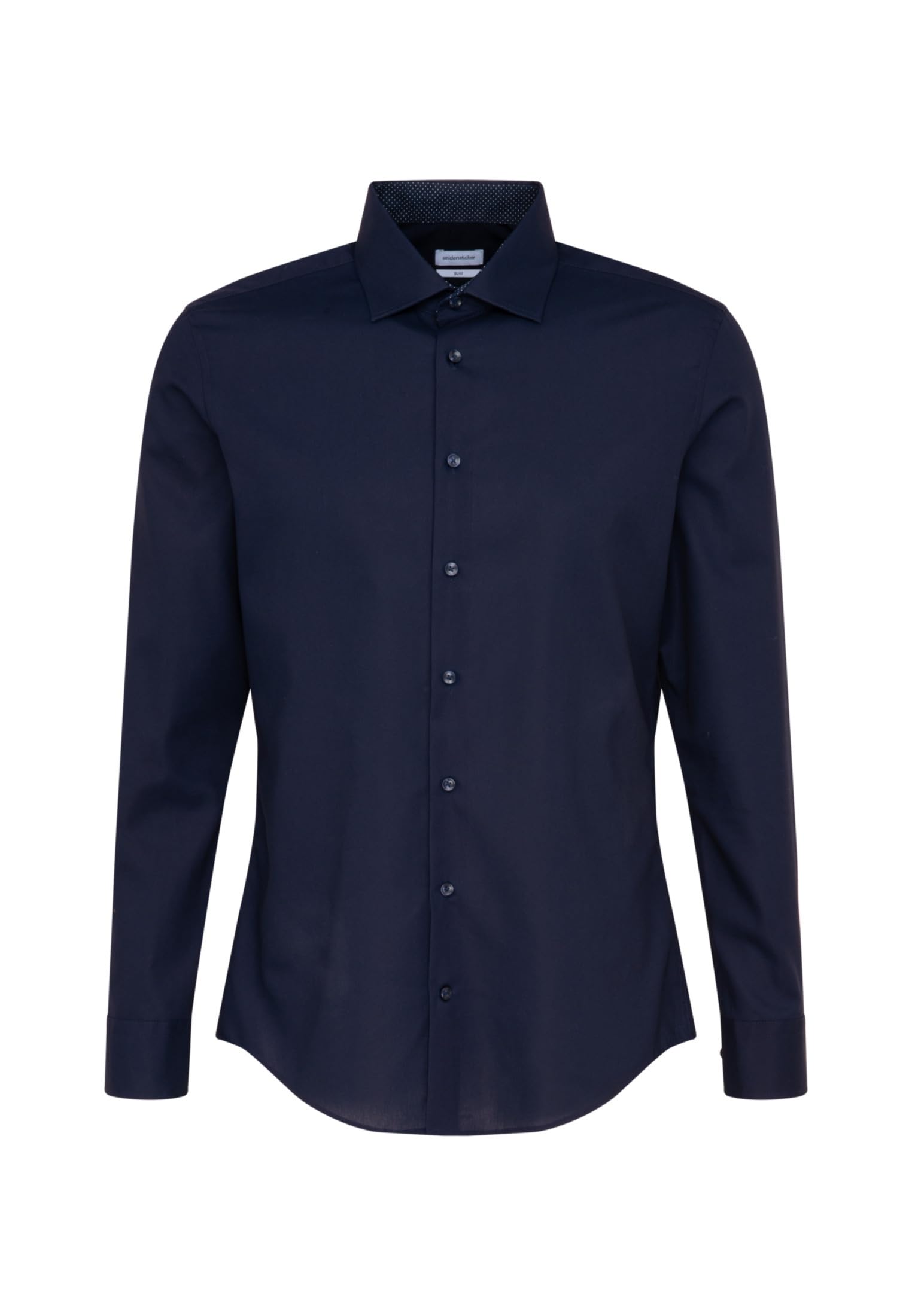 Seidensticker Herren Slim Bügelfrei Kent Patch Businesshemd, Blau (Dunkelblau 19), 36