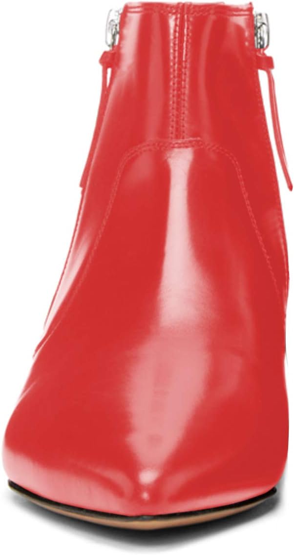 XYD Women's Formal Pointed Closed Toe Flats Ankle Boots Low Heel Booties Office Dress Shoes with Double Side Zippers