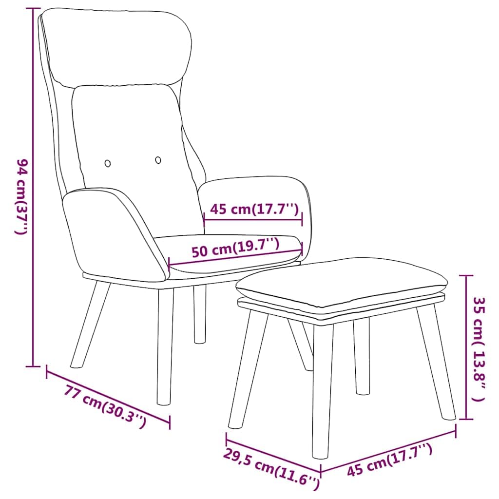 Fauteuil relax avec repose-pieds, marron, 2 pièces