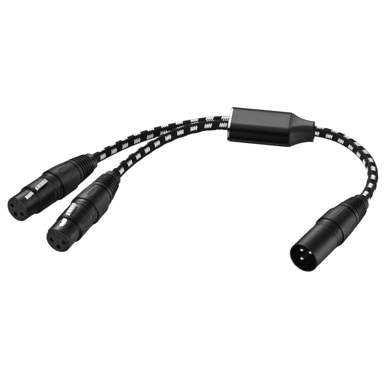 Pleciony kabel XLR męski na podwójny XLR żeński 3-pinowy rozdzielacz podwójny (folia+pleciony) ekranowany do wzmacniacza miksera mikrofonowego 50 cm (męski do podwójnego żeński)