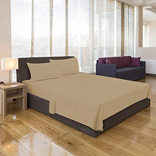 Indian Kingdom Beige Cotton Bedsheet with Pillow Covers 600TC with 100