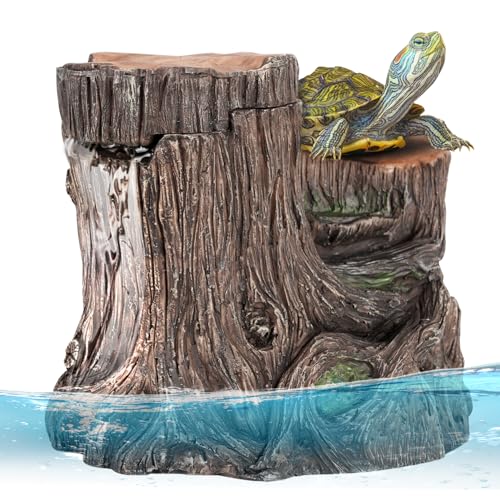 REPTI ZOO Turtle Tank Filter, 45GPH Aquarium Filter with Basking Platform Flow Adjustable Turtle Filter with Multi-Layer Filtration for Up to 10 Gallon