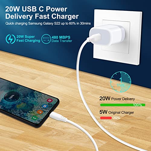 Super Fast Charger Type C Charging Block for Samsung Galaxy A17 A16 A15 A14 5G/A56/A55/A36/S25 Ultra/S24/S23/S22/Z Flip 7/Z Fold 7, USB C Wall Charger Box for iPhone 16 15 14 13 12 11,Google Pixel 9a - Thumbnail 2