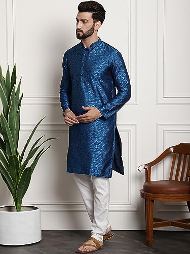 Image of SOJANYA (Since 1958 Men's Silk Blend Self Design Kurta and Churidar Pyjama Set