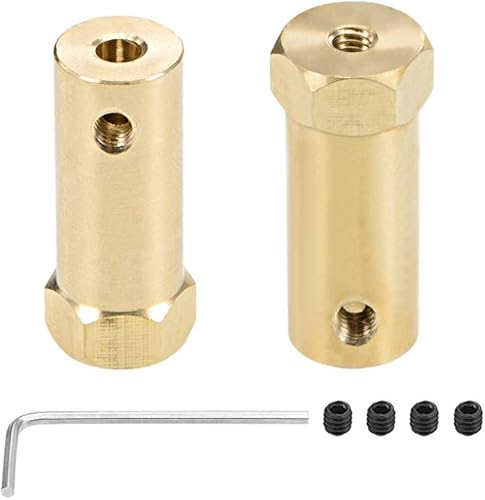 uxcell Acoplador hexagonal de 0.157 in de diámetro del motor hexagonal de latón conector de acoplamiento para ruedas de coche, neumáticos, motor de