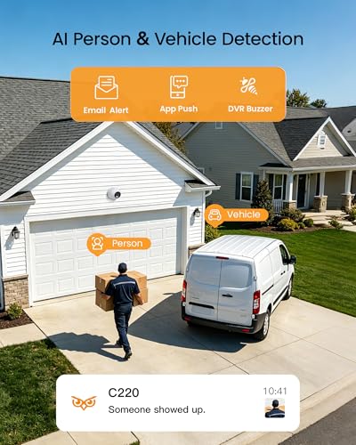 Image of Anlapus 4K Security Camera System with AI Human /Vehicle Detection, 4Pcs 8MP Wired Indoor Outdoor CCTV Cameras, Night Vision, 8CH Home Surveillance DVR with 1TB HDD for 24 /7 Video & Audio Recording