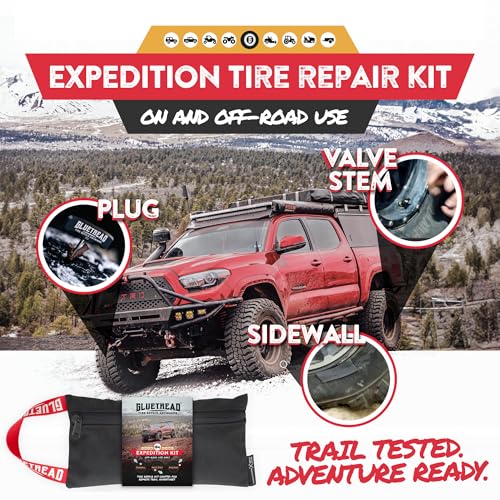 Image of GlueTread Expedition All-Inclusive Off-Road Tire Repair Kit | Repair Any Kind of Tire Damage or Puncture | Includes Sidewall Tire Repair Patches, Plugs, and Colby Emergency Valve Stems