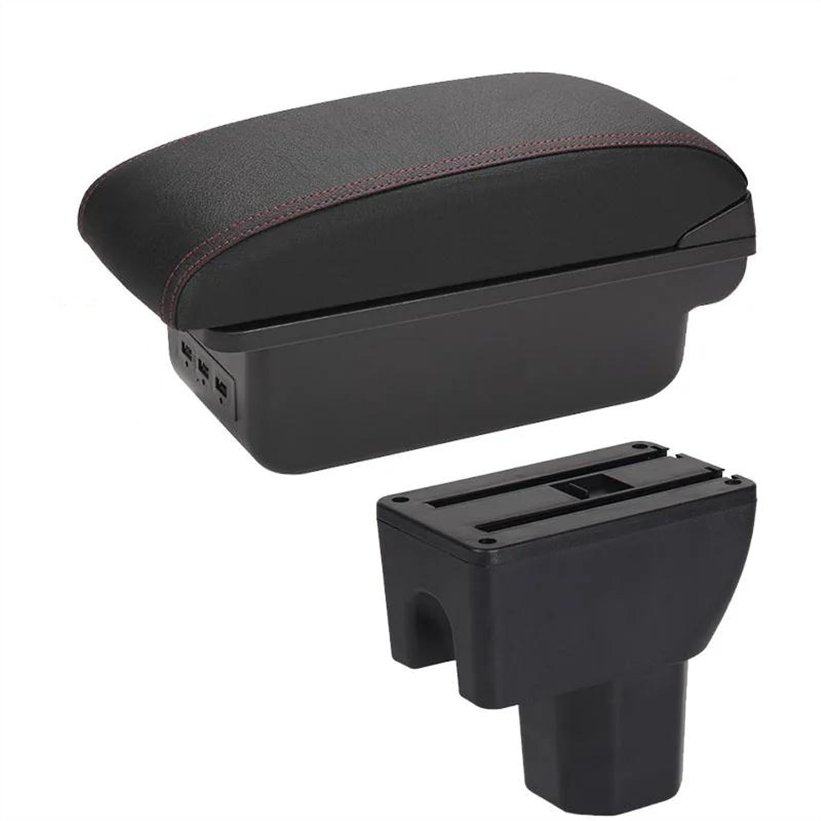 NMJLQW Storage Rack Car Center Console Storage Box Multifunctional Armrest Storage Box Interior Accessories For IGNIS(B1 Black red 3USB)