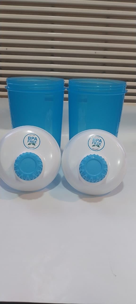 Gym Protein Shaker I Shaker Bottle for WHEY PROTEIN Suppliment I Plastic Shaker Bottle I 600 ML I BPA FREE I Leak Proof I Screw Typ Cap I SHAKE-N-SIP I Pack Of 2 Blue Color Bottle-image-27