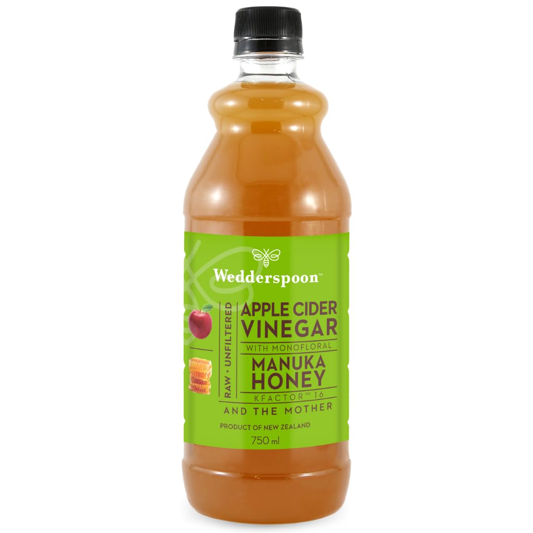 Apple Cider Vinegar with Manuka & Beechwood Honeys – Raw, Cold-Pressed & Unfiltered – With the 'Mother' for Digestive Support & Wellness – A Perfect Addition to Your Daily Routine 750ml
