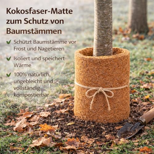 MW.Shop.24 Kokosmatte 100% Biologisch Winterschutz für Pflanzen Kälteschutz in 25cm / 50cm / 75cm /100cm (Breite) - (Meterware) Garten (25cm x 1m)
