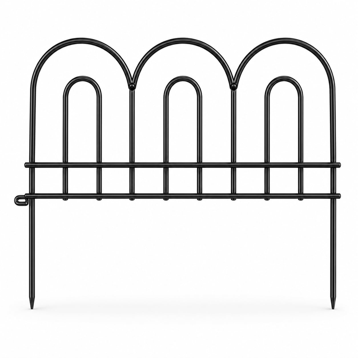 Floralcraft® Twin Arch Garden Border Fence Pack of 5 – Black Metal Garden Edging, Interlocking Flower Bed Border, Covers 2.3 Metres