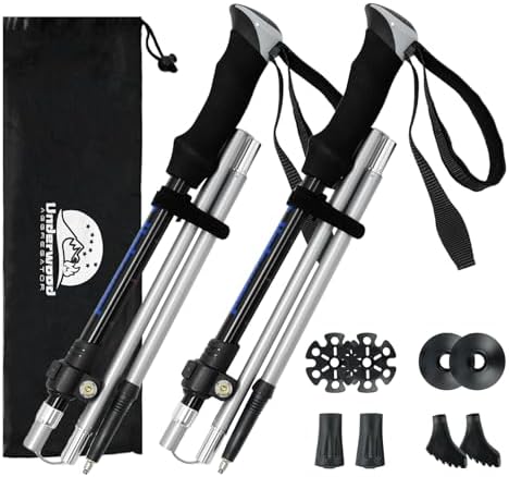 Trekking Poles Collapsible Hiking Poles – 2 Pack Aluminum Hiking Sticks, Lightweight Walking Sticks for Seniors, Men, Women Balance, Tri-Fold Walking Poles for Backpacking by Underwood Aggregator Trekking Poles Collapsible Hiking Poles – 2 Pack Aluminum Hiking Sticks, Lightweight Walking Sticks for Seniors, Men, Women Balance, Tri-Fold Walking Poles for Backpacking by Underwood Aggregator