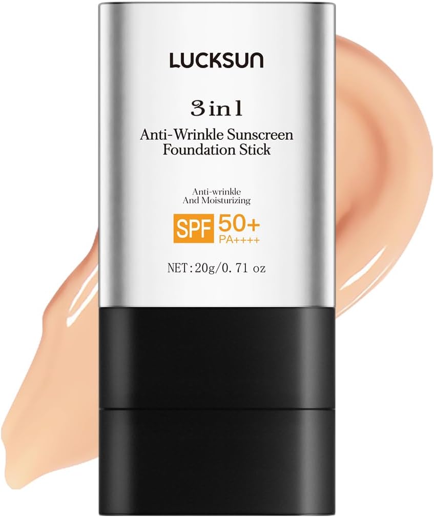 3 In 1 Anti-Wrinkle Foundation Stick with SPF 50+, Hydrating Lightweight Flawless Eraser Foundation Stick with Brush Moisturizing Double Head Make-Up with Brush (#002)