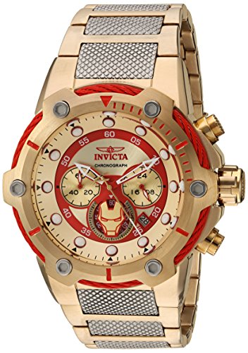 Invicta Marvel Iron Man Edition Gold Dial Chronograph Stainless Steel Men's Watch 25781