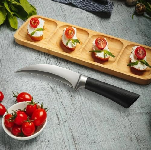 Image of Wizbiz 7 Inch Curved Butcher Knife with Sheath | Boning Knife for Cutting Mutton Chicken & Deboning | Sharp Stainless Steel Kitchen Vegetable Chopper Knife - Kitchen Cutting Tool