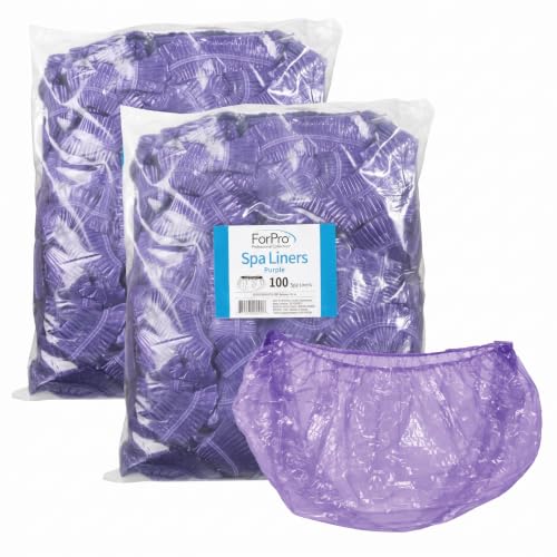 ForPro Spa Liners, Fit All Pedicure Spas, Disposable Pedicure Liners, Purple, 100-Count (Pack of 2)