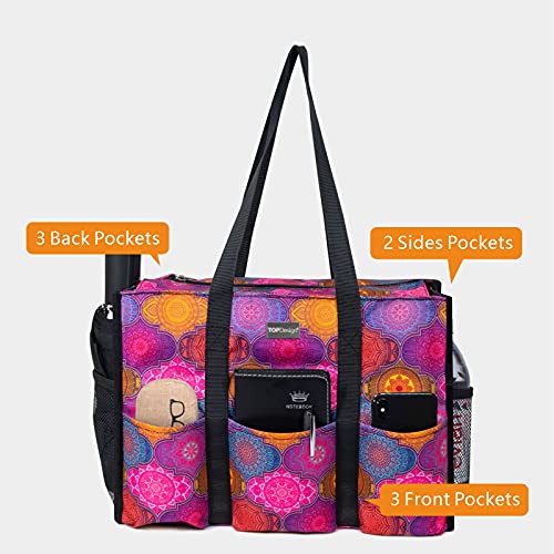 Image of TOPDesign Utility Water Resistant Tote Bag with 13 Pockets, Top Zipper Closure & Thick Bottom Support, for Working Women
