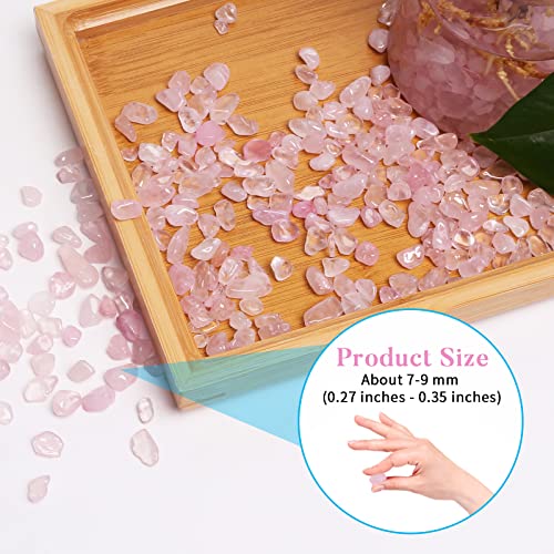 Image of QICQDRAM Dyeing Rose Quartz Crystal Chips Bulk 1 Lb Crystal Tumbled Stone Decorative Pebbles for Home Decoration & Fish Turtle Tank, Vase Filler, Plants Decor